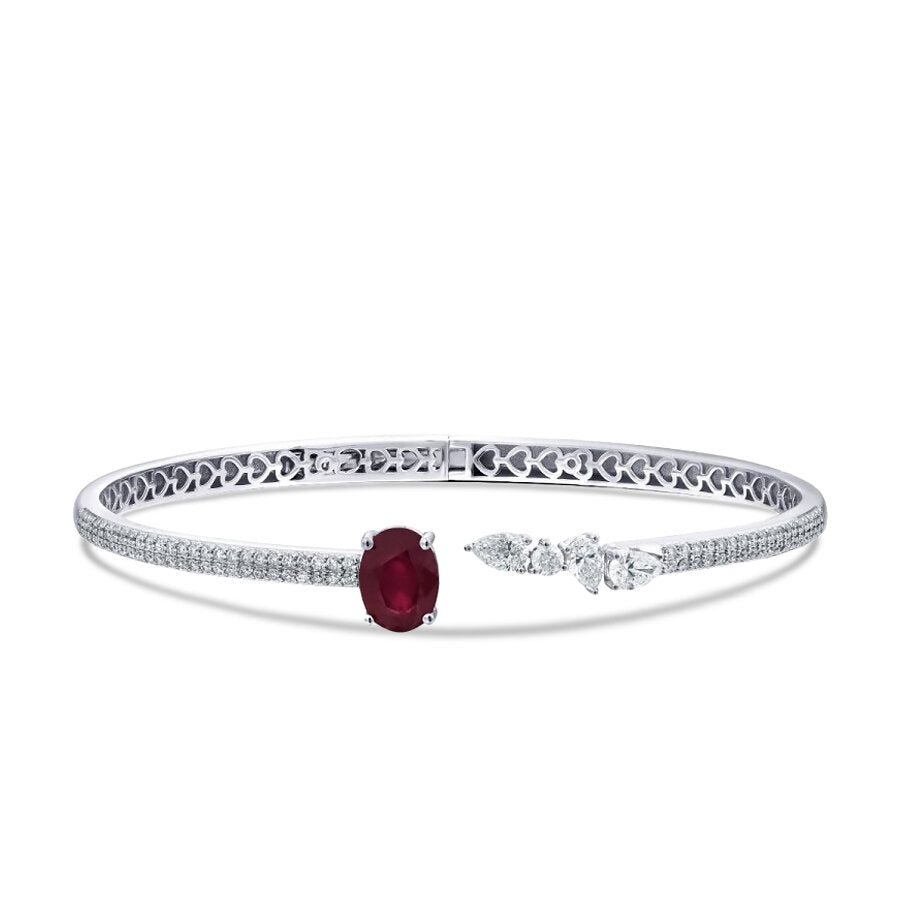 3,34 Carat Diamond Ruby Bangle
