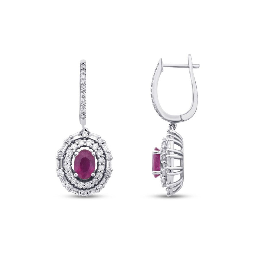 3,84 Carat Diamond Ruby Earrings