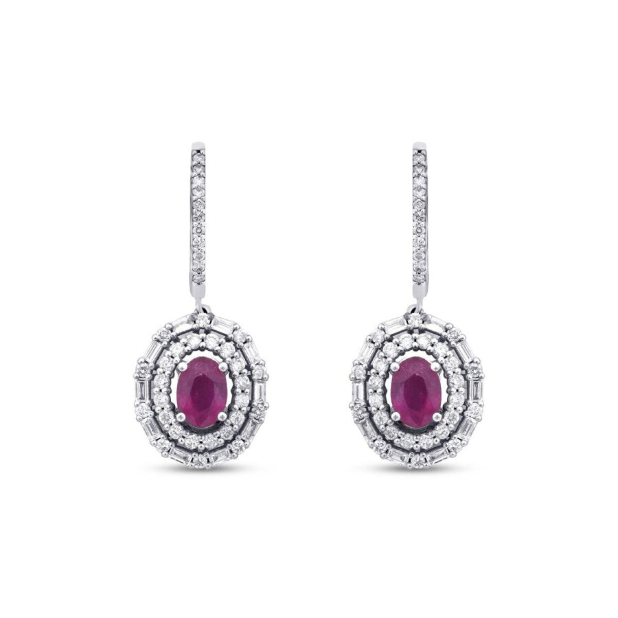 3,84 Carat Diamond Ruby Earrings