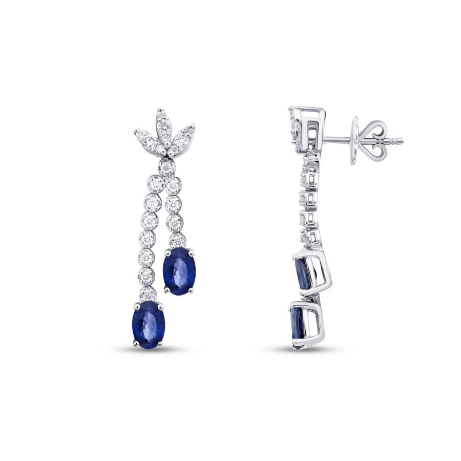 2,66 Carat Diamond Sapphire Earrings