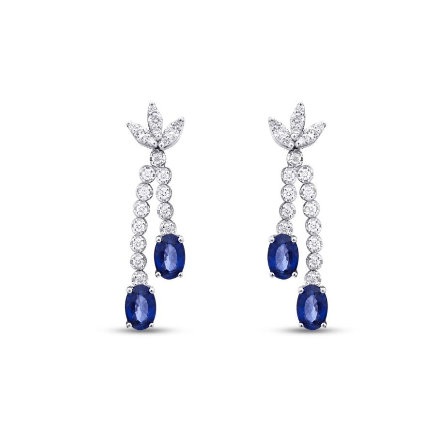 2,66 Carat Diamond Sapphire Earrings