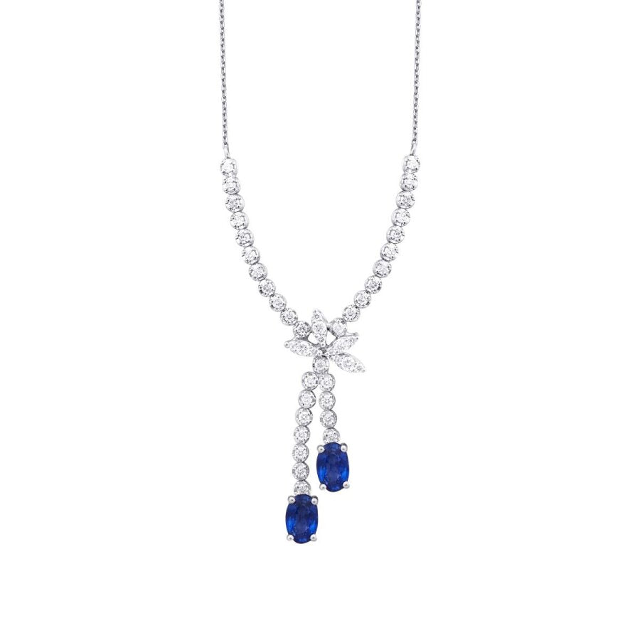 1,94 Carat Diamond Sapphire Necklace