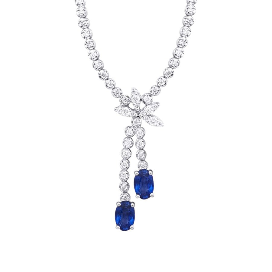 1,94 Carat Diamond Sapphire Necklace
