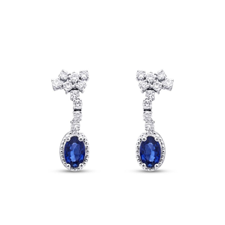 1.44 Carat Diamond Sapphire Earrings