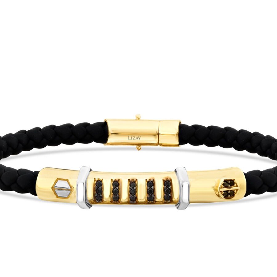 Gold Hexagon-Pattern Men’s Bracelet