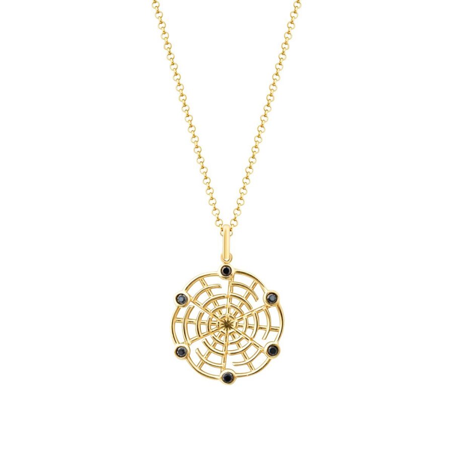 Gold Black Stone Web Men’s Necklace