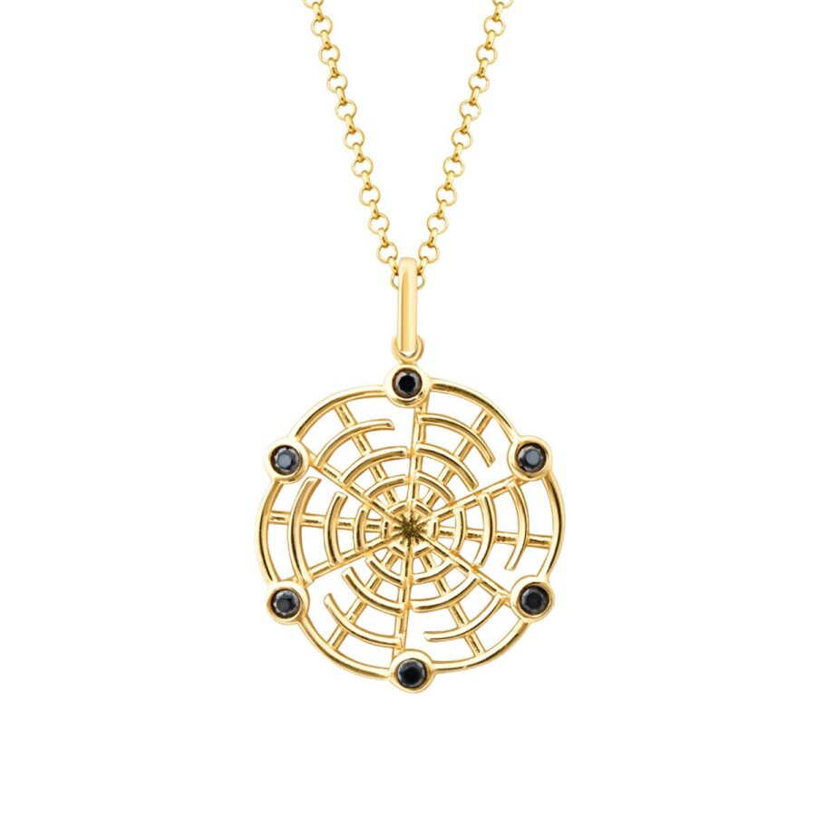 Gold Black Stone Web Men’s Necklace