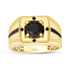 Gold Large Black Stone Men’s Ring