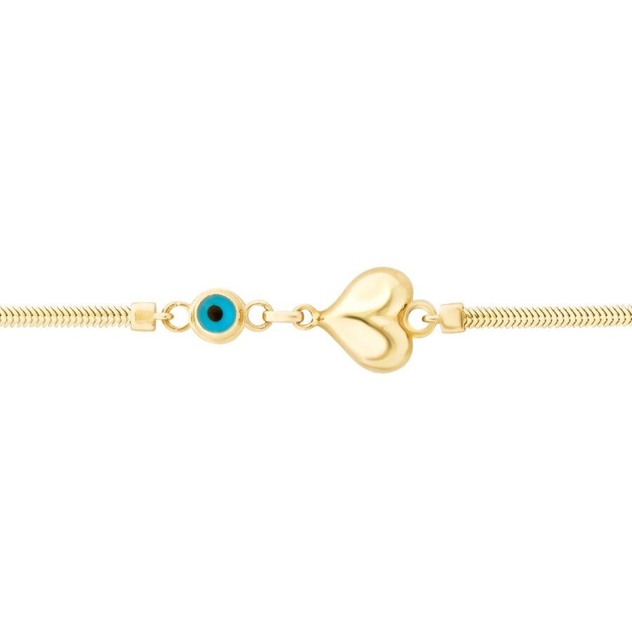 Gold Evil Eye Heart Bracelet