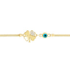Gold Evil Eye Clover Bracelet