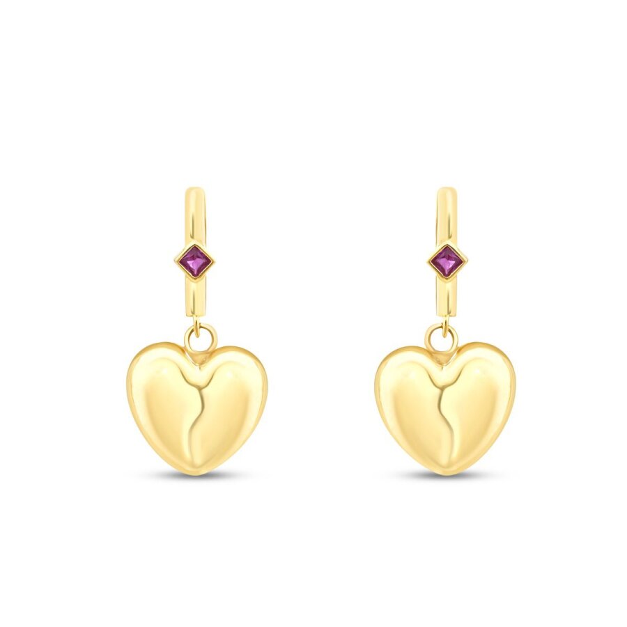 Gold Drop Heart Earrings