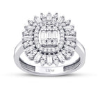 Gold Baguette Stone Halo Ring