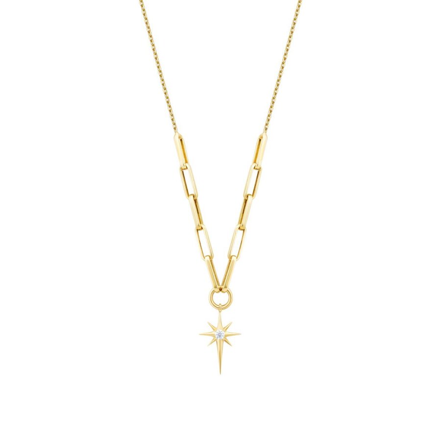 Gold North Star Paperclip Necklace