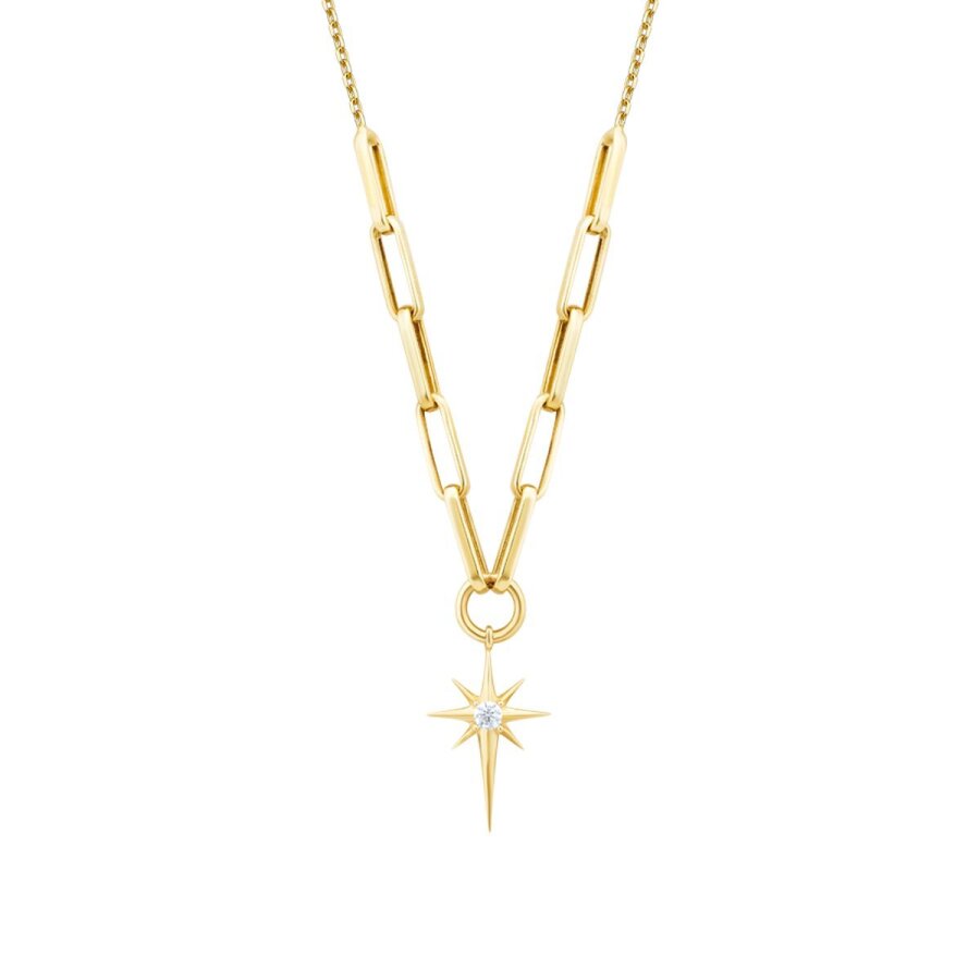 Gold North Star Paperclip Necklace