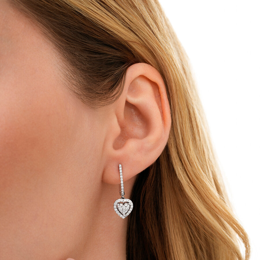0,58 Carat Diamond Heart Earrings