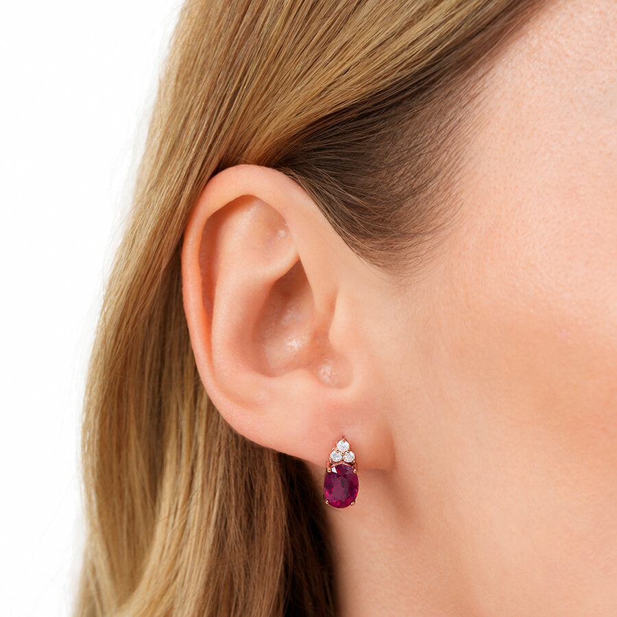 3,96 Carat Diamond Ruby Earrings