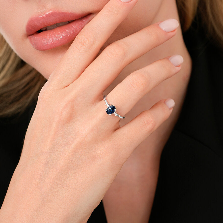 0,91 Carat Diamond Sapphire Ring