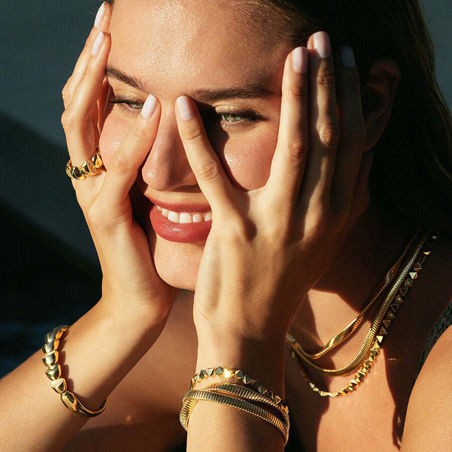 Gold Herringbone Chain Necklace