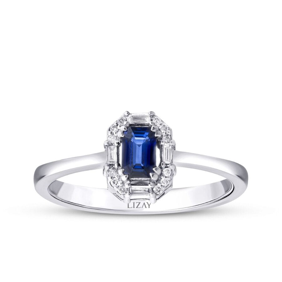 0,39  Carat Diamond Sapphire Ring