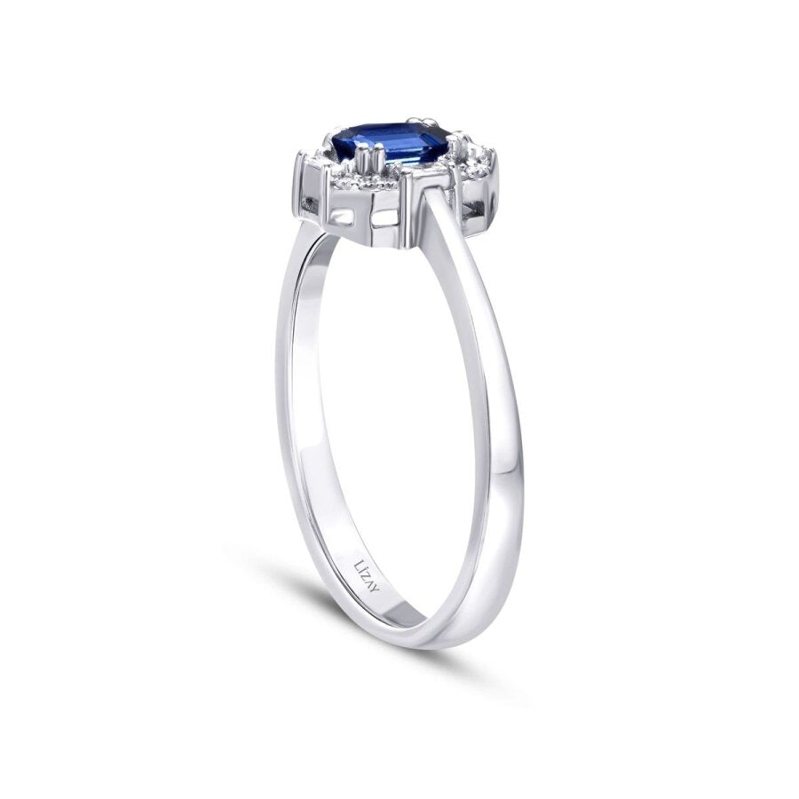0,39  Carat Diamond Sapphire Ring
