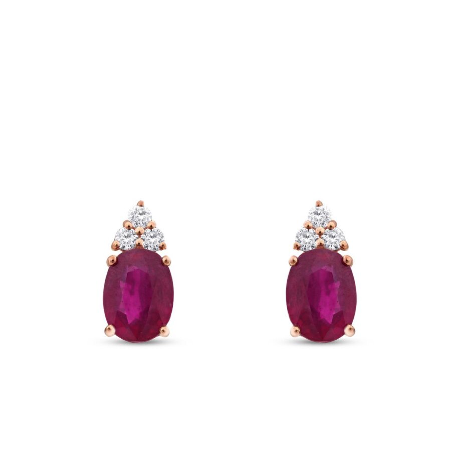 3,96 Carat Diamond Ruby Earrings