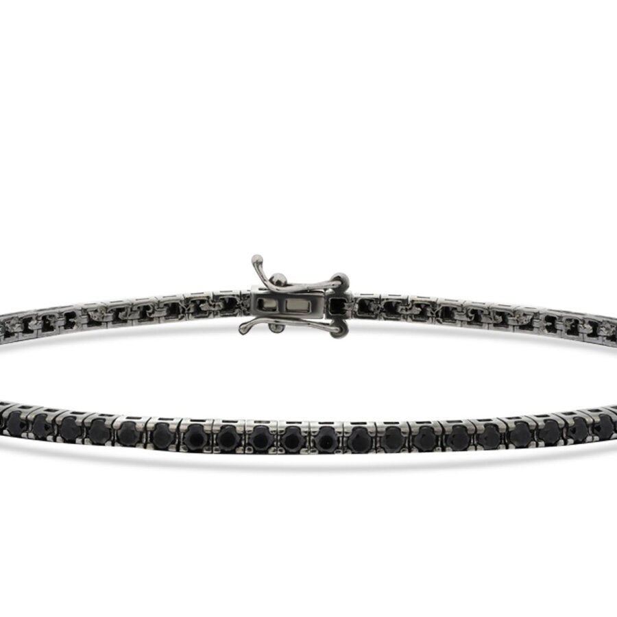 3,04 Carat Black Stone Men's Tennis Bracelet