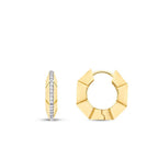 Gold Row Stone Hoop Earrings