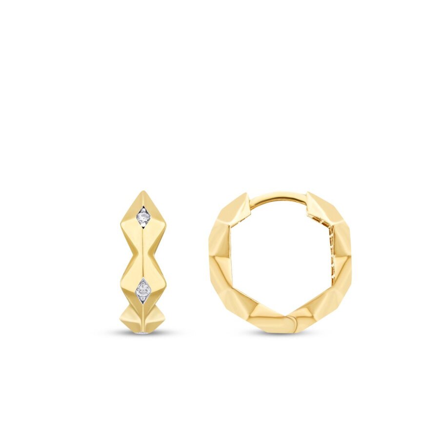Gold Triangle Stone Hoop Earring