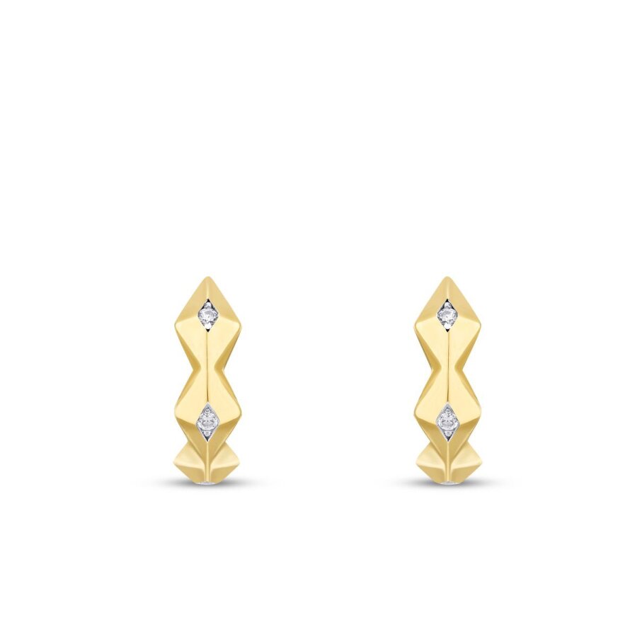 Gold Triangle Stone Hoop Earring
