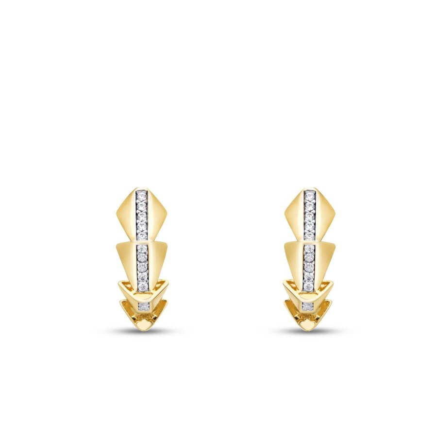Gold Stone Pointed Hoop Earrings