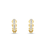 Gold Stone Pointed Hoop Earrings