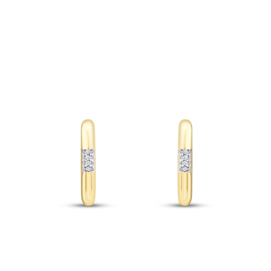 Gold Stone Oval Hoop Earrings