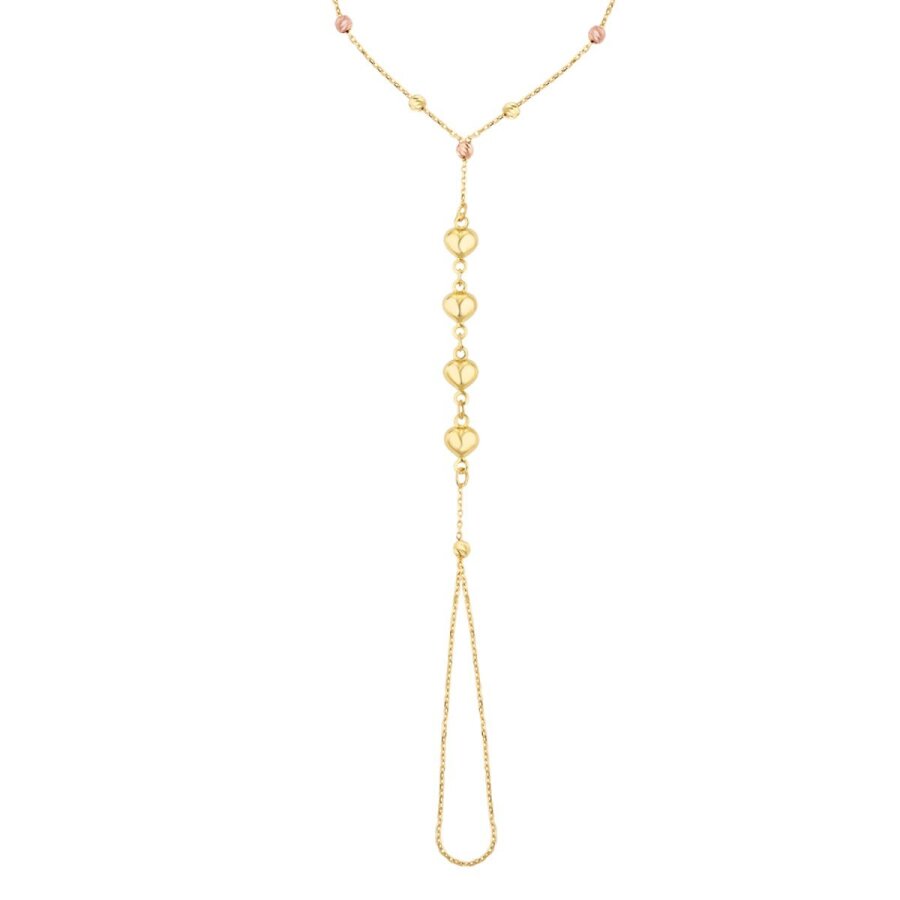 Gold Ball Heart Hand Chain Bracelet
