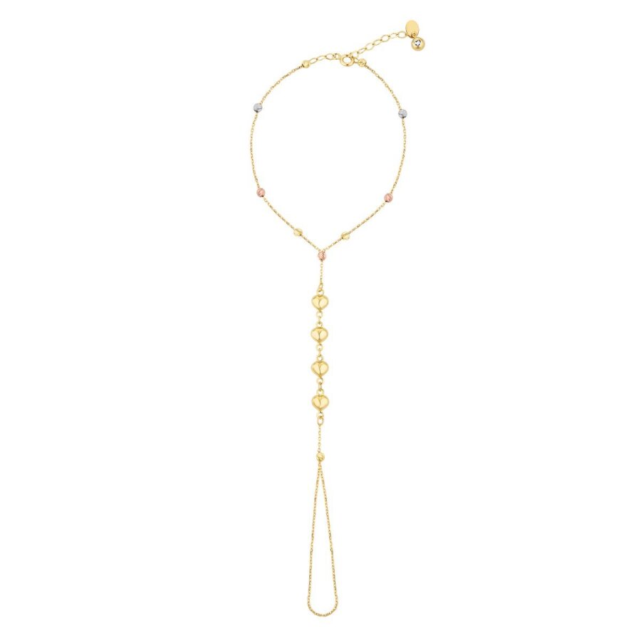 Gold Ball Heart Hand Chain Bracelet