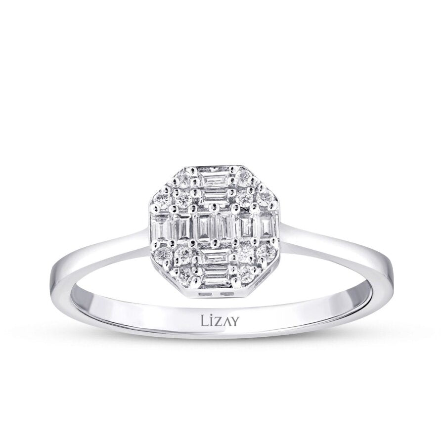 0,24 Carat Diamond Baguette Round Ring