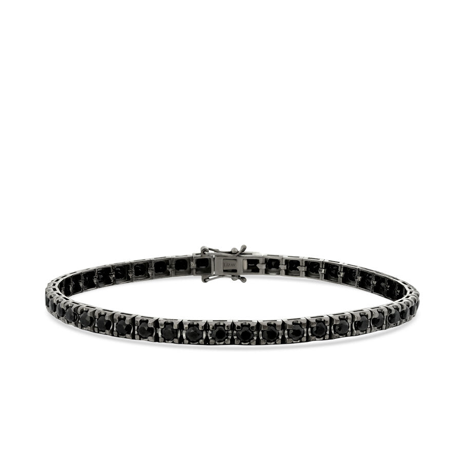 5,94 Carat Black Stone Men's Tennis Bracelet