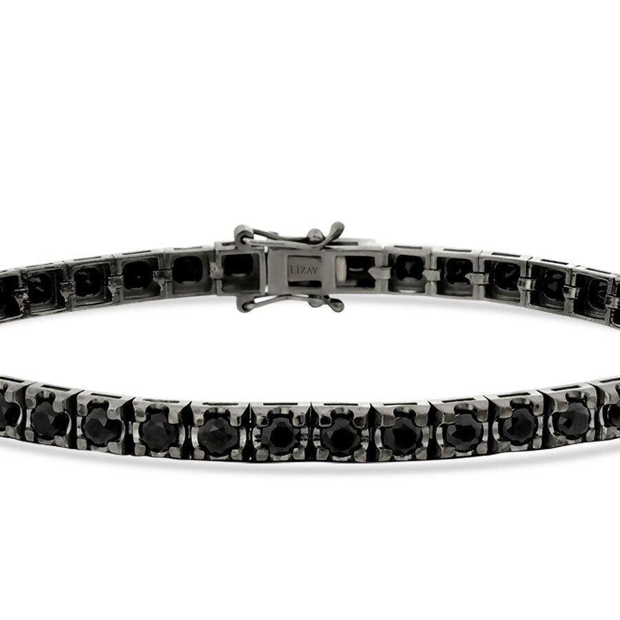 5,94 Carat Black Stone Men's Tennis Bracelet