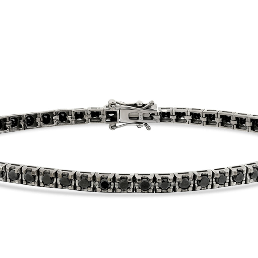 3,37 Carat Black Stone Men's Tennis Bracelet