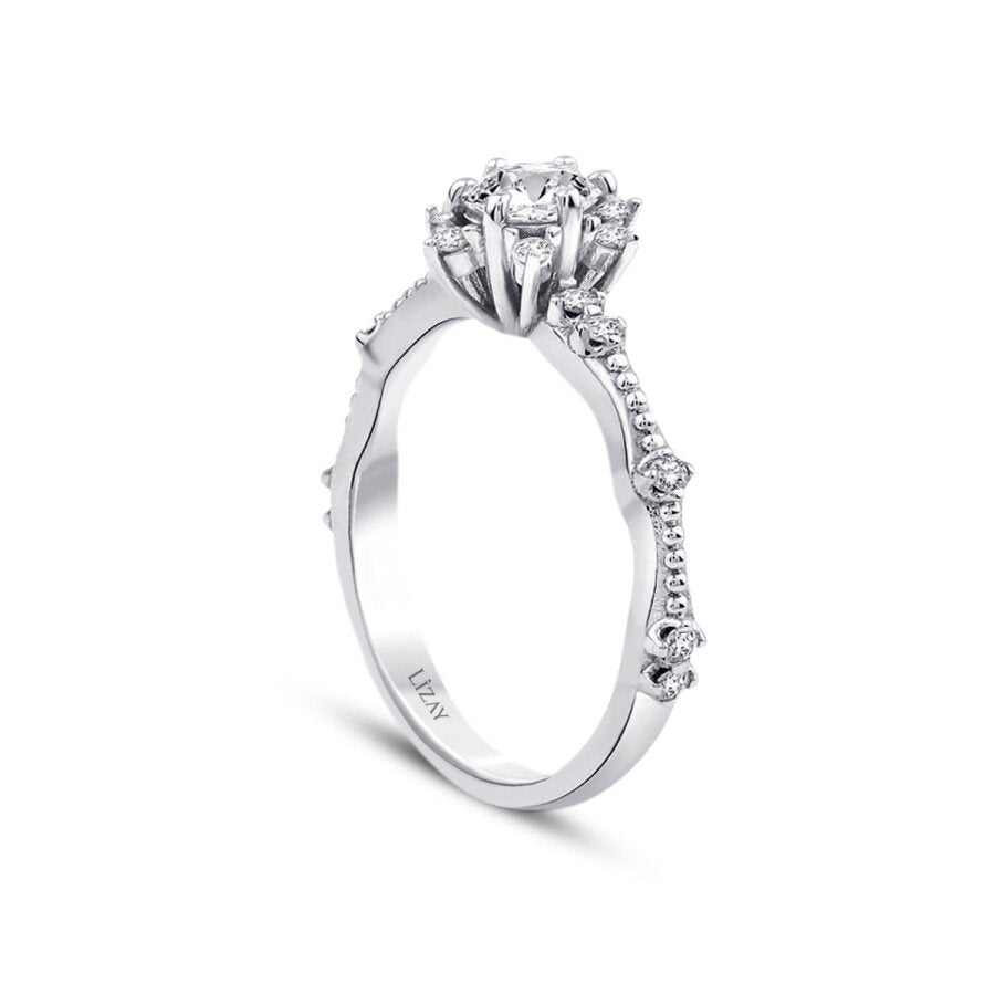 0,33 Carat Diamond Lotus Solitaire Engagement Ring