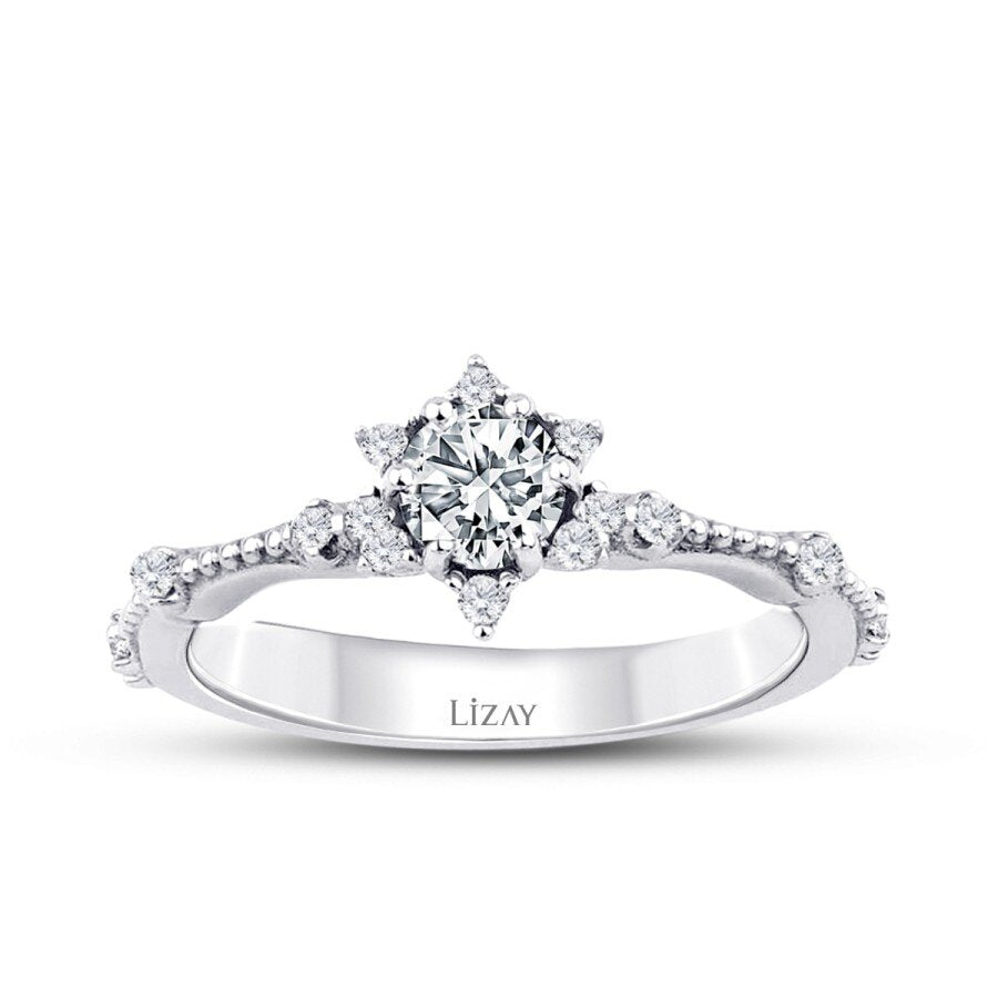0,33 Carat Diamond Lotus Solitaire Engagement Ring