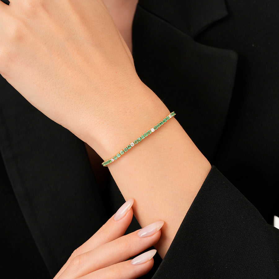 3,64 Carat Diamond Emerald Bracelet