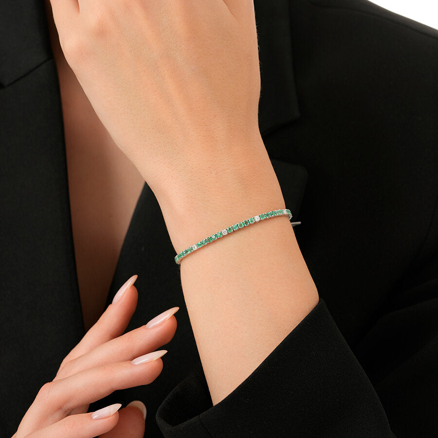 3.62 Carat Diamond Emerald Bracelet