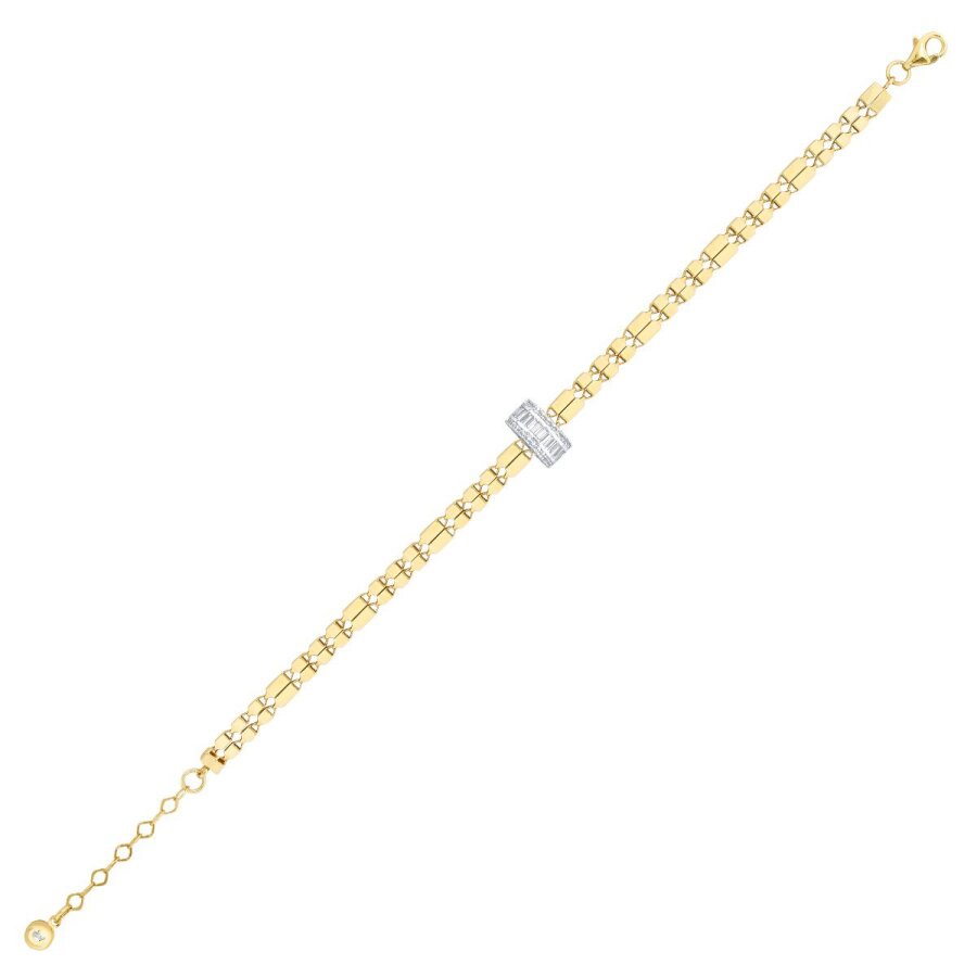 Gold Chain-Detail Baguette Bracelet