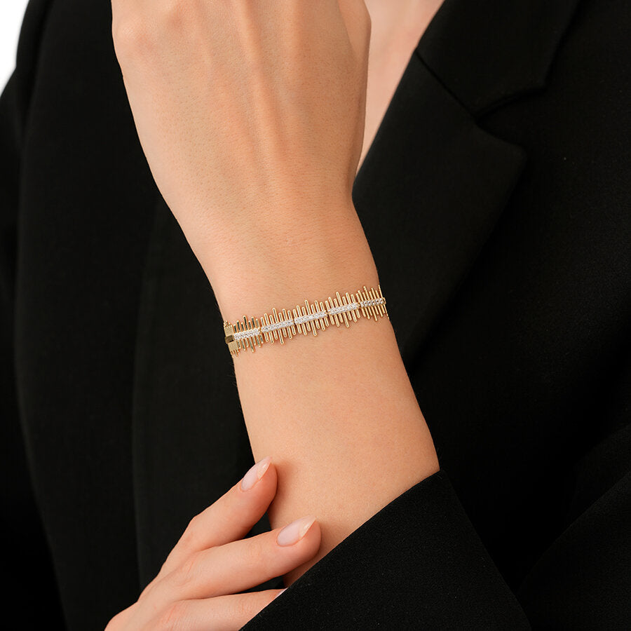 Gold Stone Zigzag Bracelet