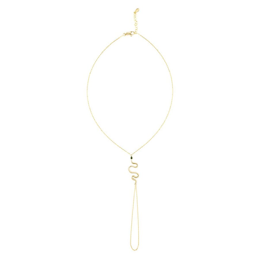 Gold Stone Snake Hand Chain Bracelet