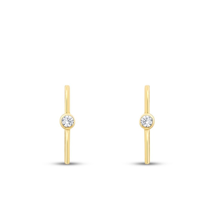 Gold Solitaire Earrings