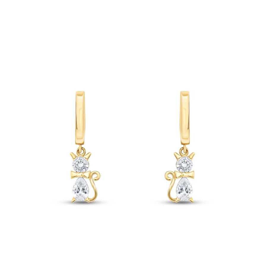 Gold Stone Cat Earrings