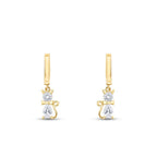 Gold Stone Cat Earrings
