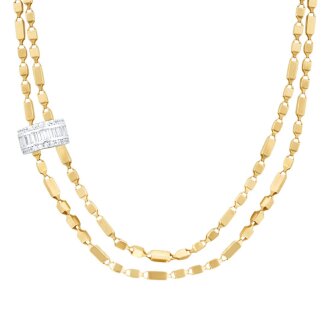 Gold Baguette Pendant with Chain Necklace