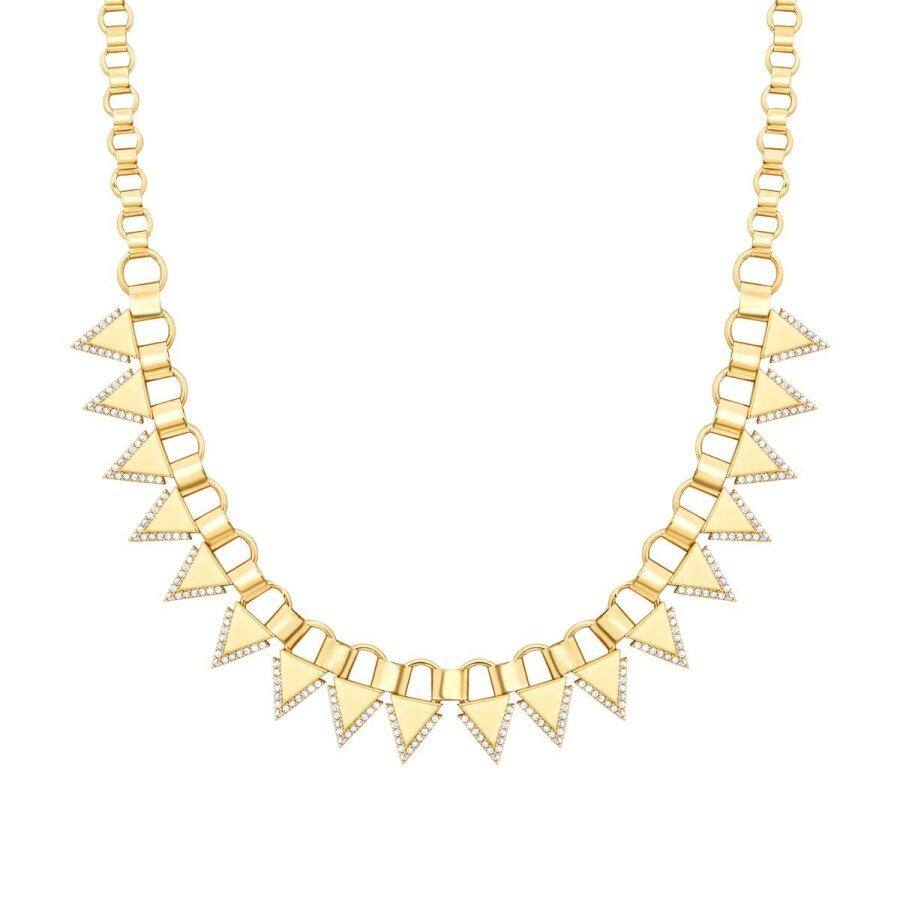 Gold Triangle Stone Collar Necklace